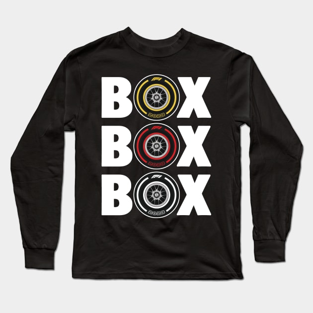 Box Box Box - F1 Pitstop Long Sleeve T-Shirt by RetroPandora